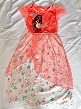 Disney Moana 2 Coral Floral Princess Dress Girls Size 8 Costume Nightgown
